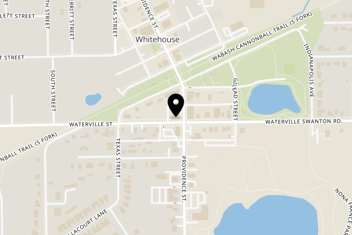 Map showing the location of Crust Pizzeria on 6792 Providence St in Whitehouse